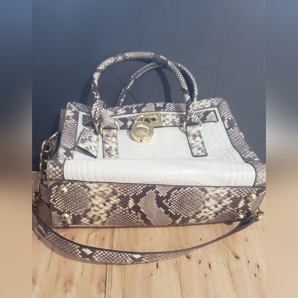 Michael Kors Hamilton Crocco Embossed Python Leather Bag - Picture 15 of 15